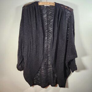 Ginger G lightweight black cardigan unique knit medium